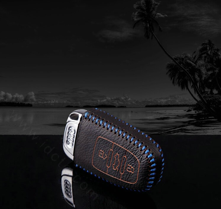 Funky Genuine Leather Key Ring Auto Key Bags Smart for Audi A4L - Blue